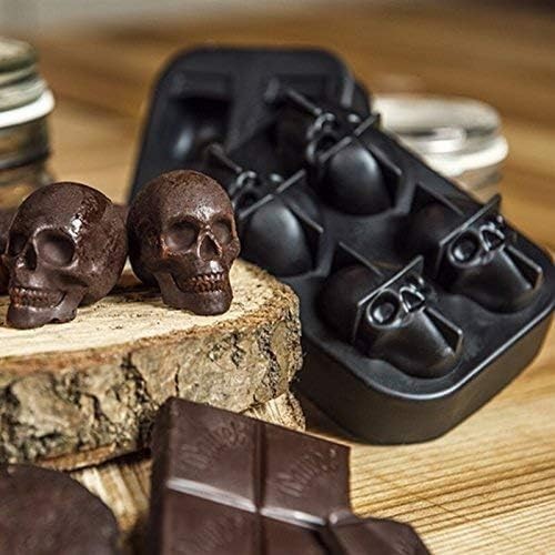 3D Skull Silicone Ice Cube Mold - 1.6'' Easy Release Flexible Silicone