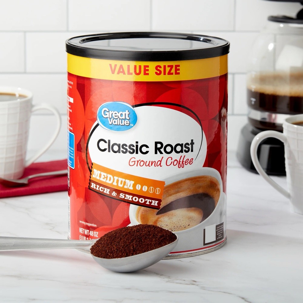 Great Value Classic Medium Roast Ground Coffee, Naturally Caffeinated, 40.3 oz