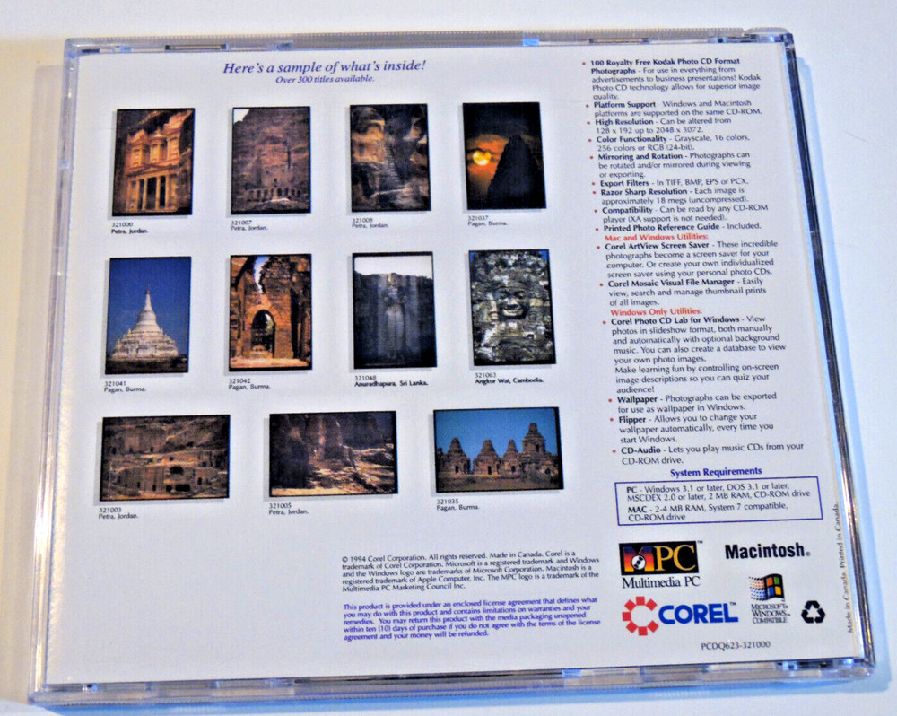 Lost Civilizations Cd-Rom Corel Screen Savers Wallpaper Windows & Mac Used -Nice