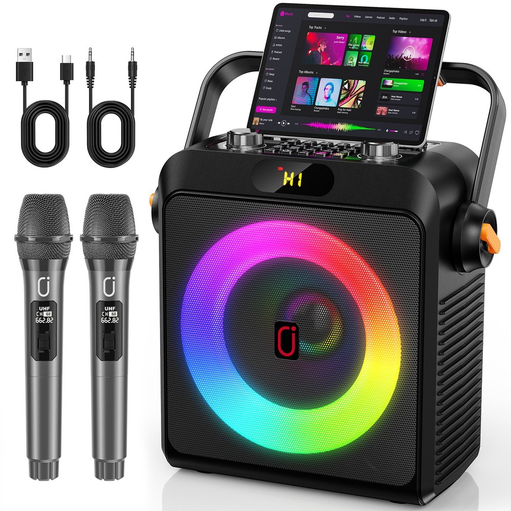 JYX Bluetooth Speaker w/Wireless Microphone +Strap Karaoke Machine Party Speaker