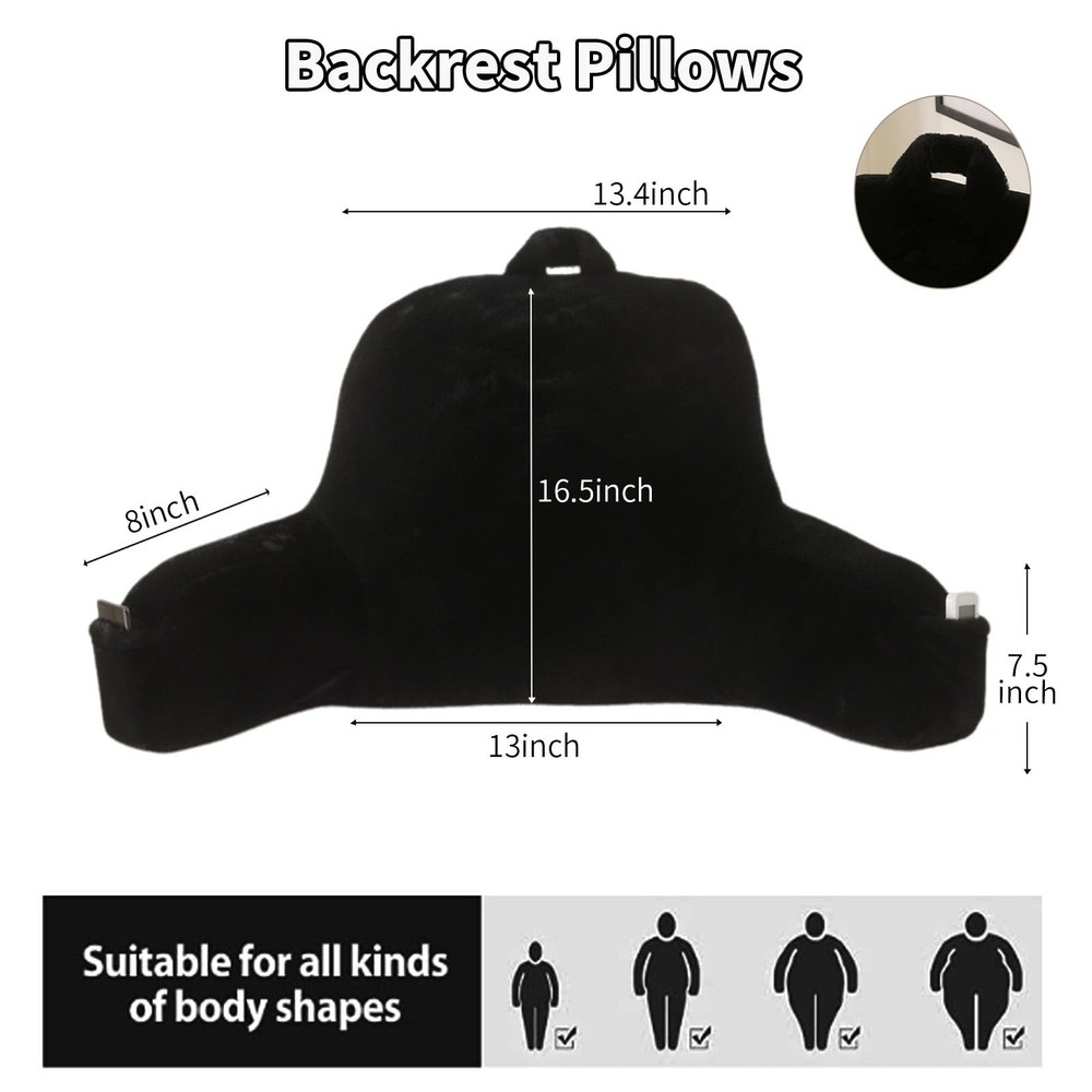 PAJEO Back Pillow for Bed Sitting Up,Large Backrest Standard(17"), Black