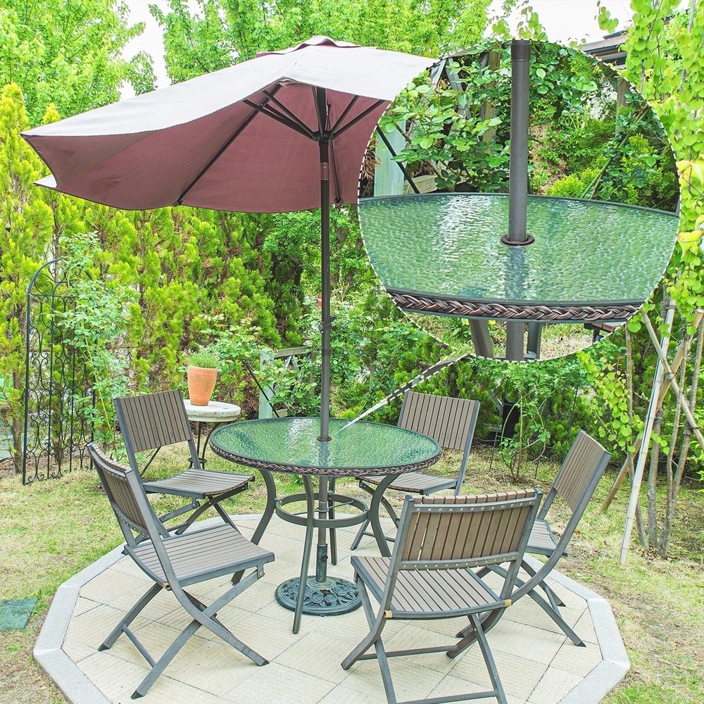 Bememo 2 Sets 2" Patio Table Umbrella Hole Ring Plug & Cap, Black