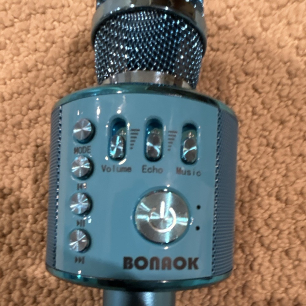 BONAOK Blue Bluetooth Wireless Karaoke Microphone with Volume & Echo Controls