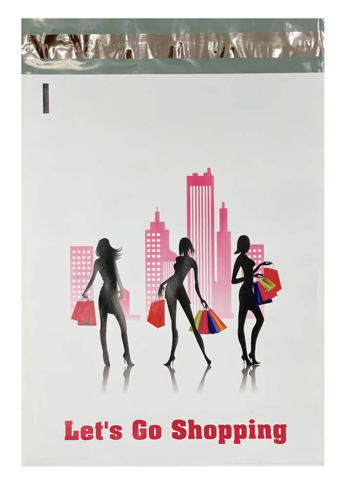 200 Pack 10x13 "Lets Go Shopping" Poly Mailers Custom Designer Envelopes