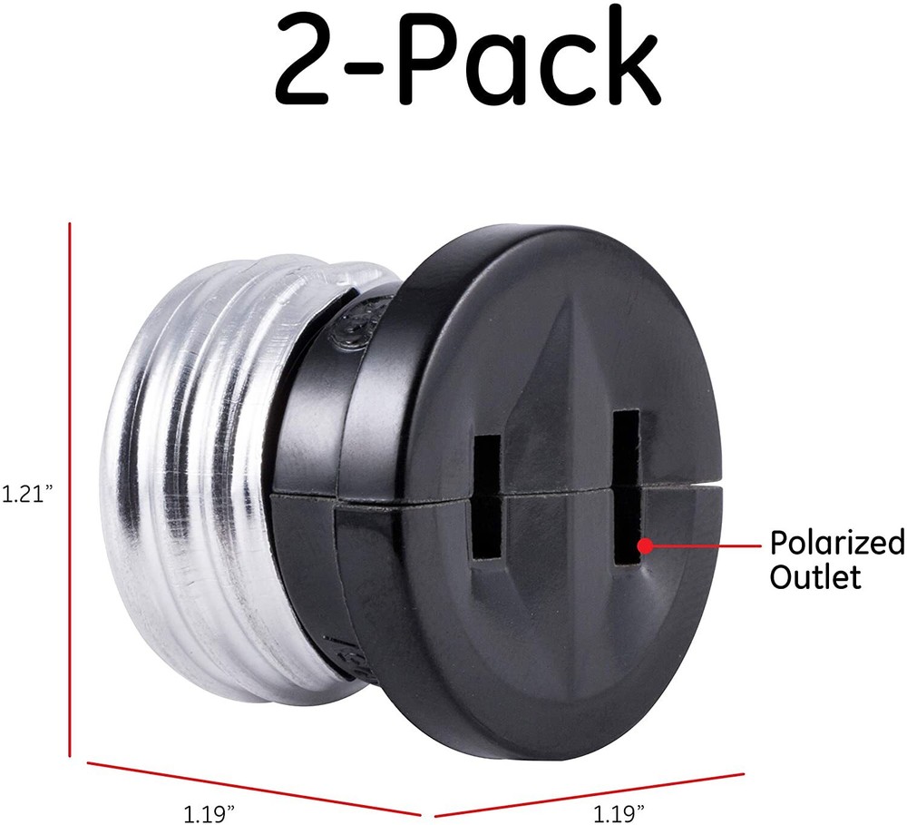 2PACK ADAPTOR CONVERTER STANDARD SCREW BASE LIGHT BULB SOCKET TO 110V AC PLUG