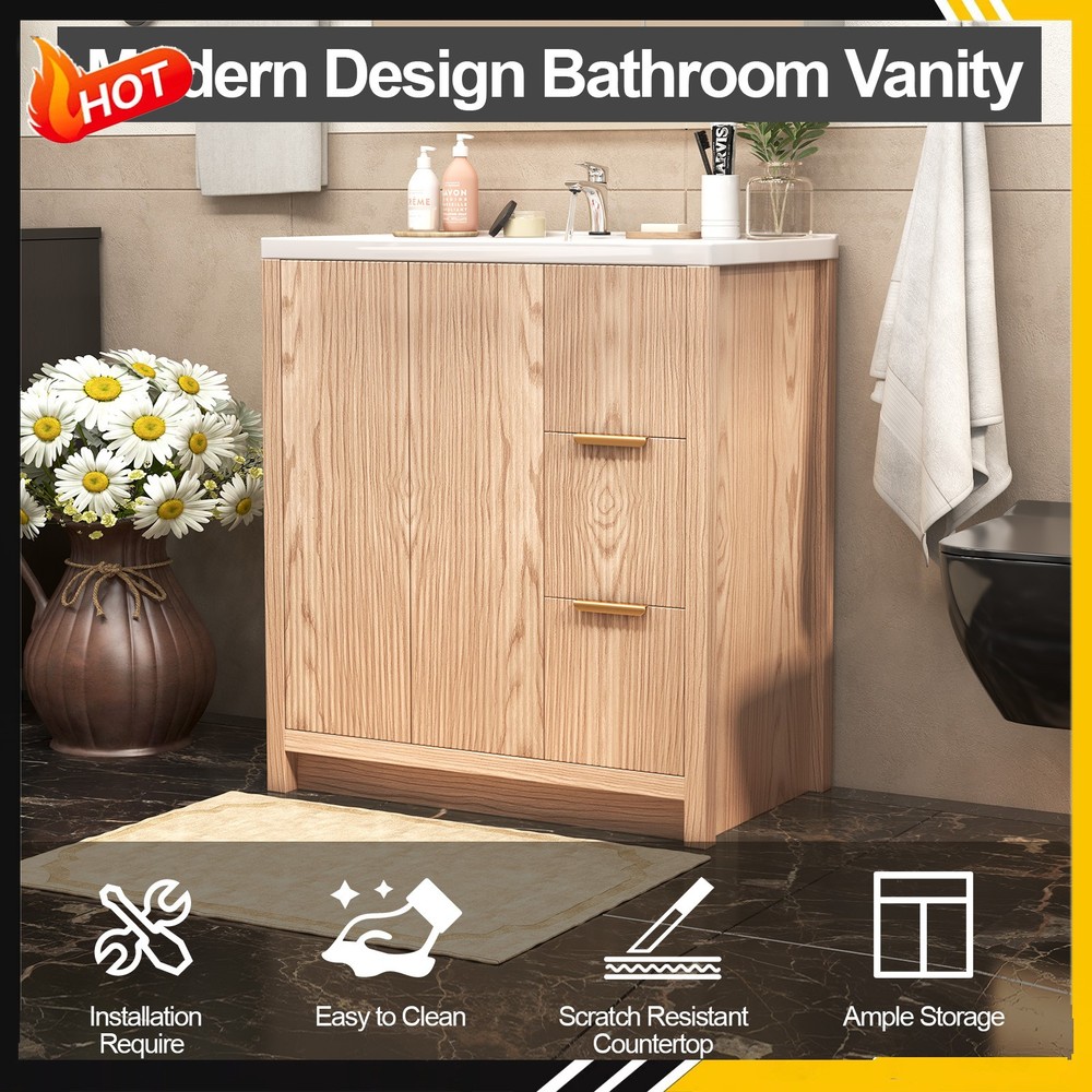 Render 31" Bathroom Vanity with Sink Compact Freestanding Bathroom Cabinet