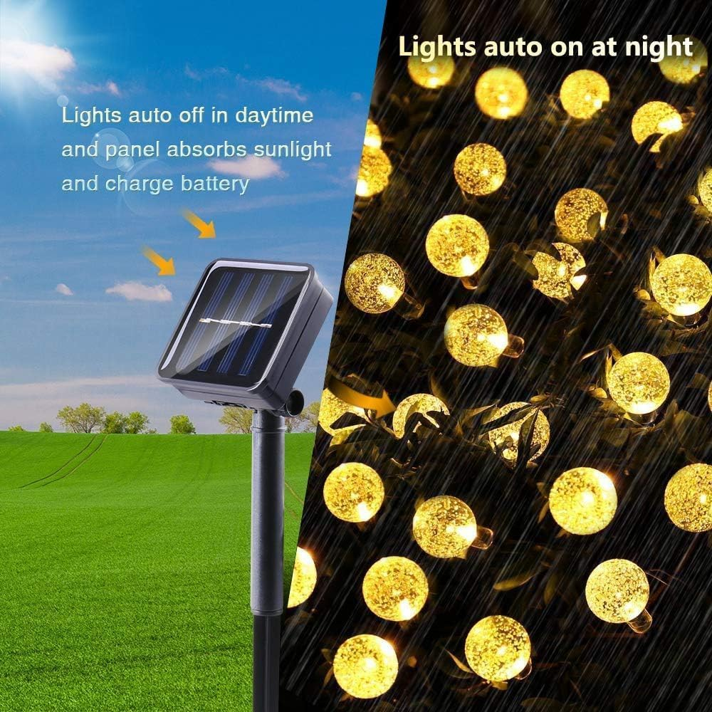 Solar String Lights Outdoor, 36Ft 60 LED Globe String Lights, Waterproof Crystal