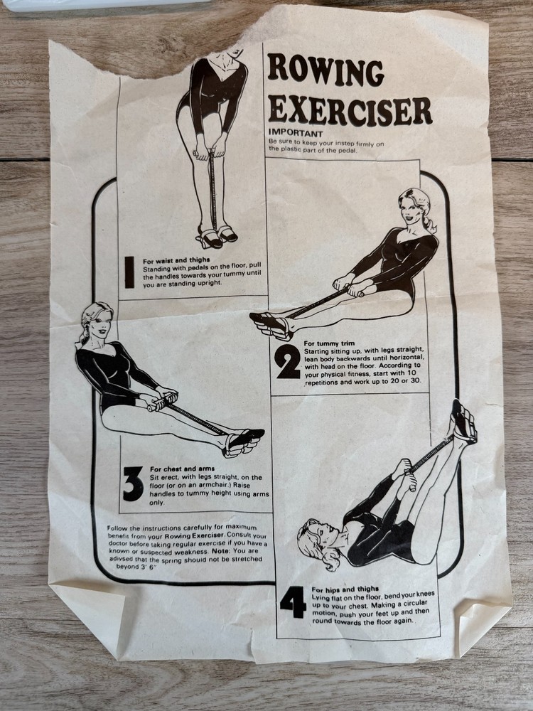 Vintage Rowing Exerciser Pull-up Spring Action Row 1980s Ab Workout & Manual