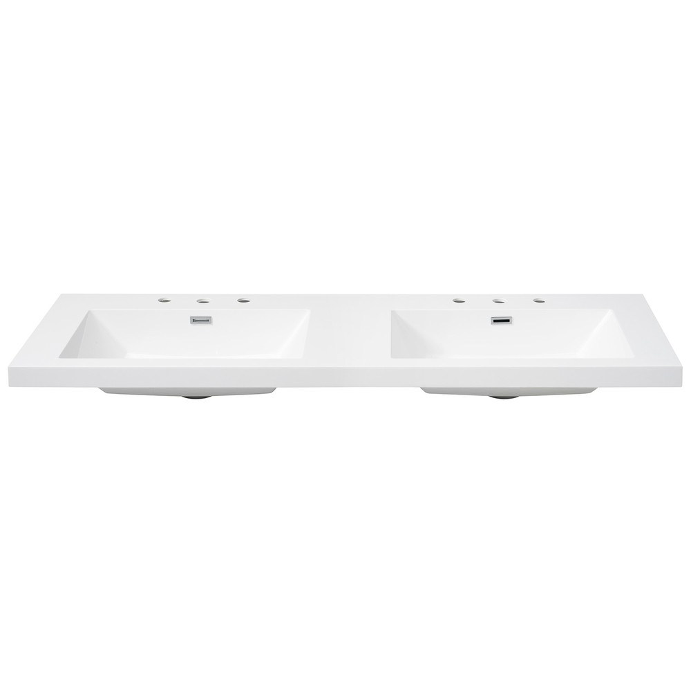 60" Resin Basin for Bathroom Vanity, with Undermount Rectangular Double Sinks, 8