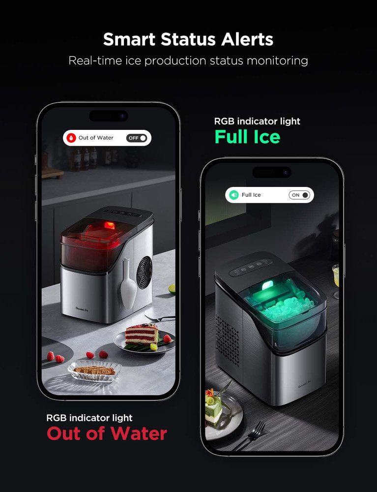 Smart Ice Maker Countertop, Portable Ice Machine with Voice Control, 9 Ice Cubes