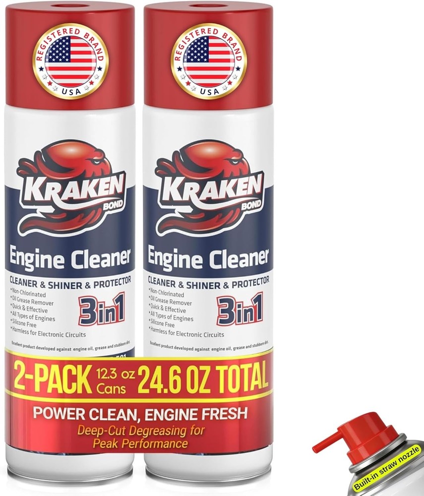 Engine Cleaner Spray - 2x12.3 fl. Oz Engine Degreaser for Engine Bay, Gunk, a...