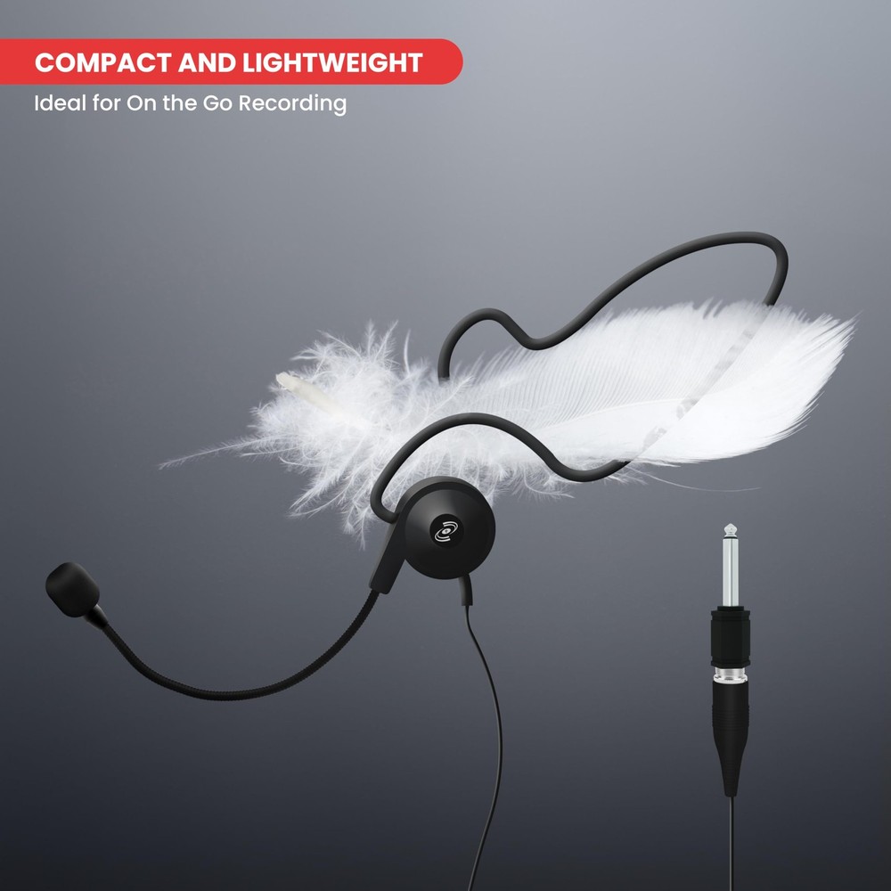 Double Over Ear Microphone Headset - Professional Hands Free Compact, Black