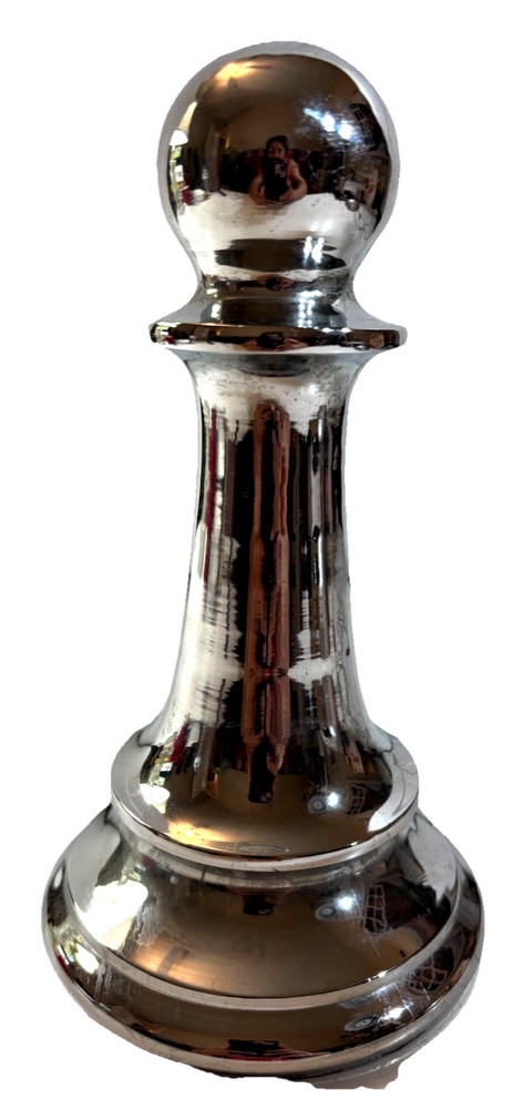 Chrome Pawn Paperweight Solid Metal Chess Piece Silver Decor Heavy