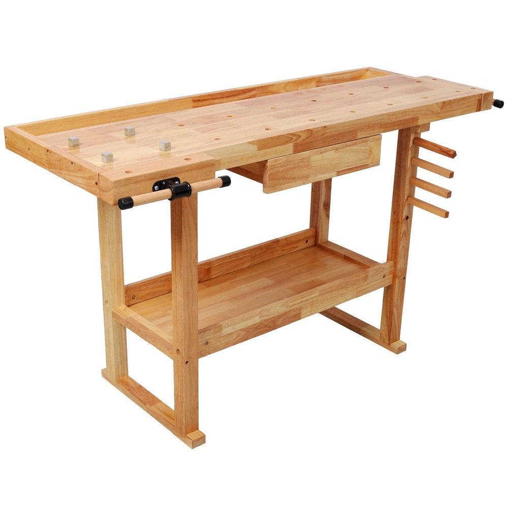 Heavy Duty 55" Wood Workbench 300Lbs Capacity with Adjustable Handle