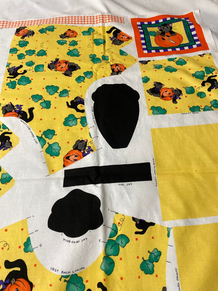 Daisy Kingdom Scaredy Cat cotton vest panel with lining sizes 2-8