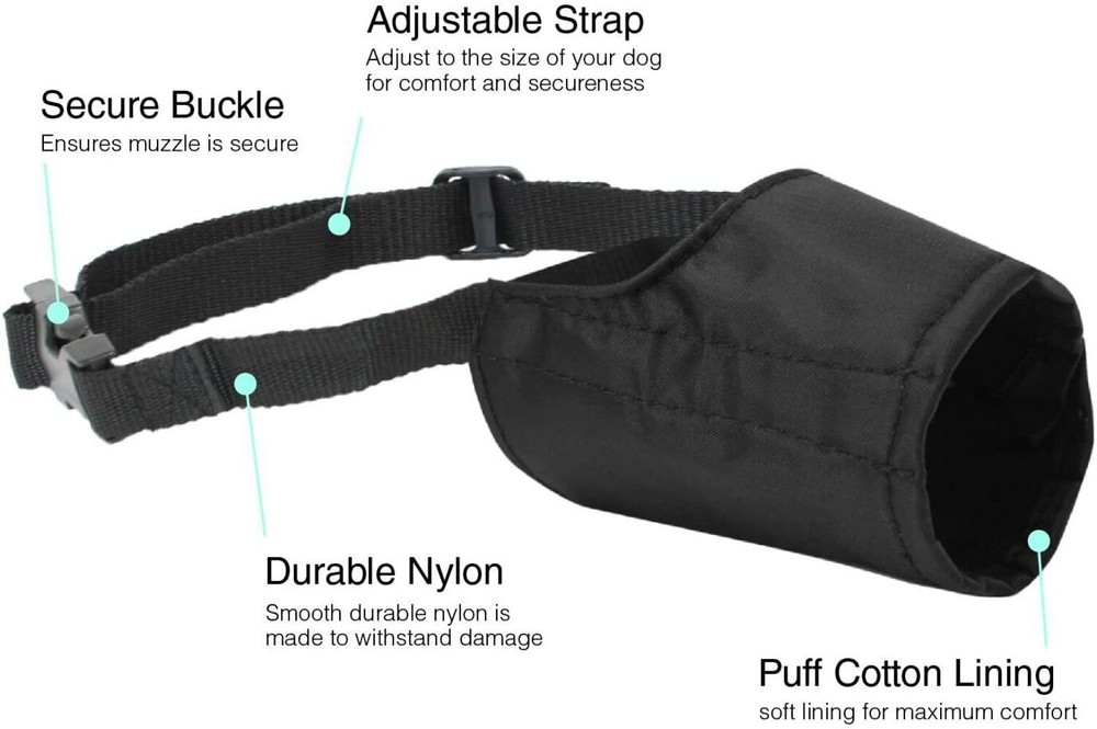 Downtown Pet Supply Quick Fit Dog Muzzle with Adjustable Straps, Black Size 1