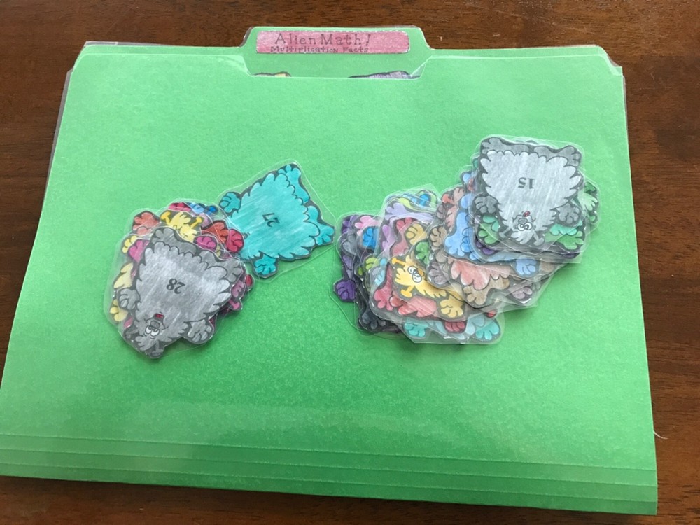 Alien Math! Multiplication facts grades 3-4 math file folder game teacher