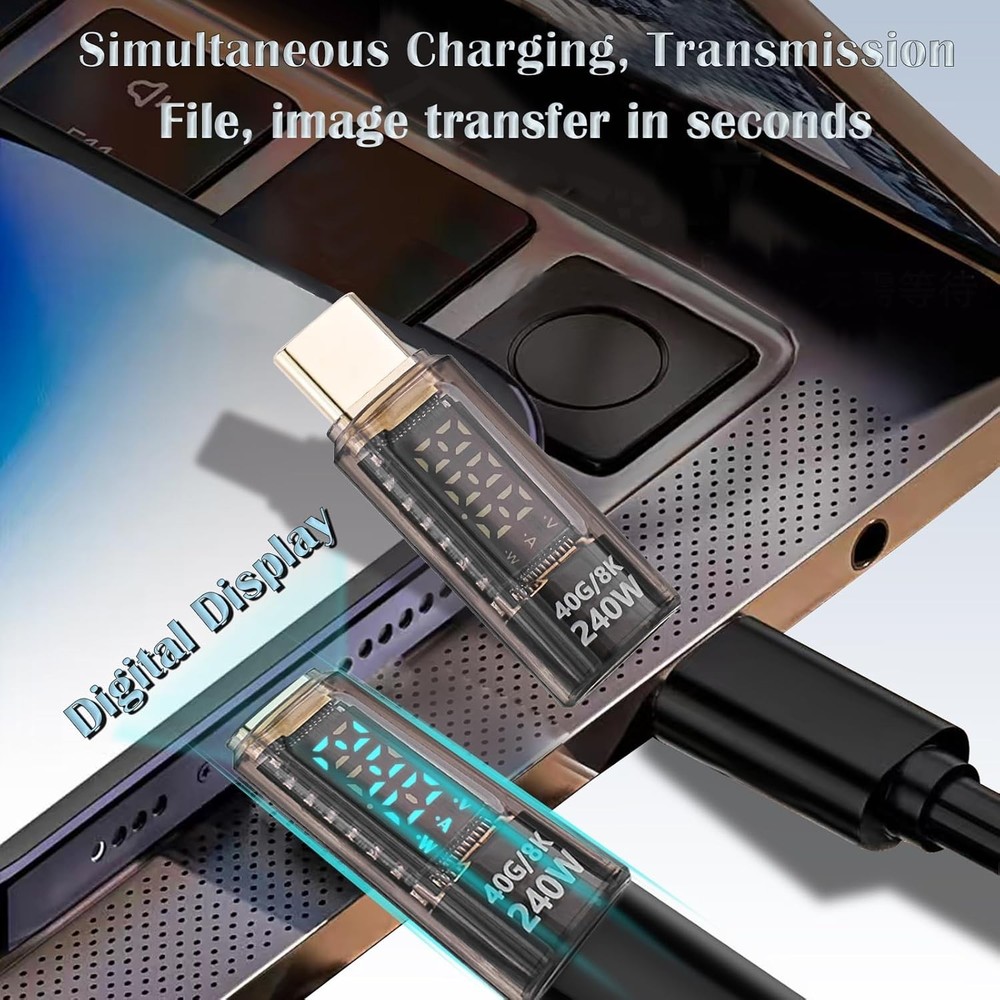 USB C Extension Adapter, 2Pack 40Gbps Transparent C Converter