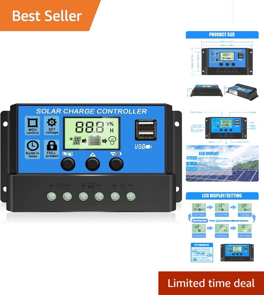 Reliable 30A Solar Controller with Bright LCD, Multiple Load Modes, Easy Setup