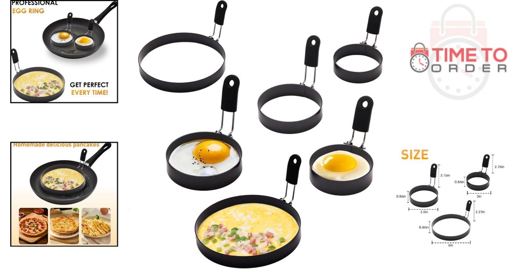 Egg Ring Set 6 Pack Stainless Steel Multi-Use Cookware Kitchen Gadgets