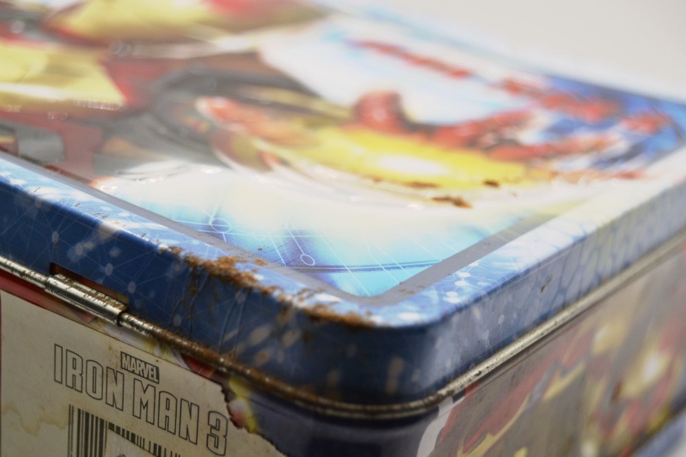 Iron Man 3 Metal Tin Lunch Box Embossed Front Tin Box Co. Marvel 2013