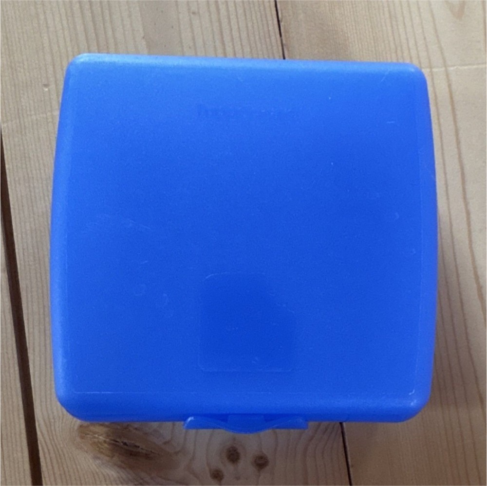 Tupperware Blue Plastic Square Lunch Box Hinged Lid Reusable Kids Food Container