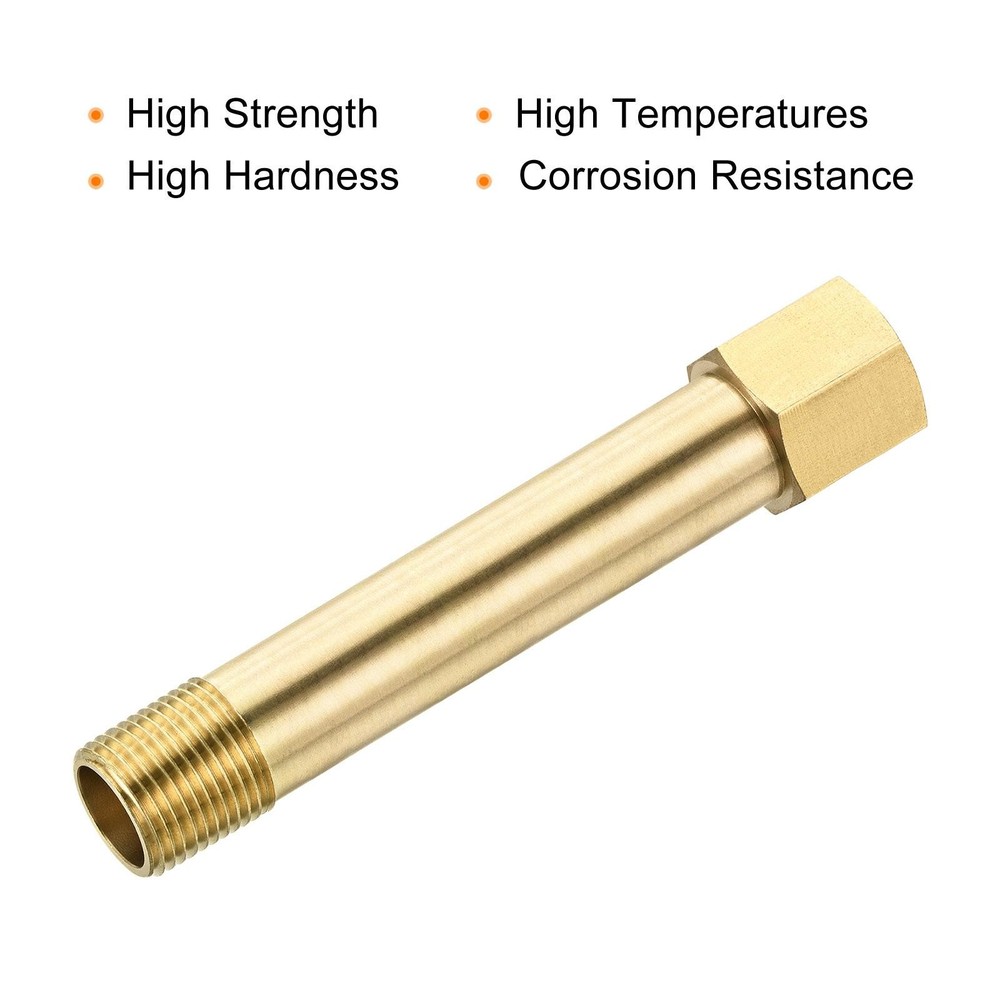 Brass Pipe Fitting G3/8 Adapter 100mm Extension Connector Hex Coupling 2 Pack