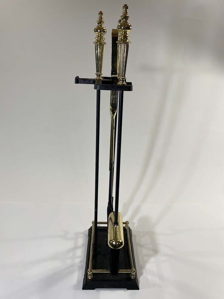 Fireplace Tool Set Gold Black, Brass, Vintage, Fire Place, Missing Shovel