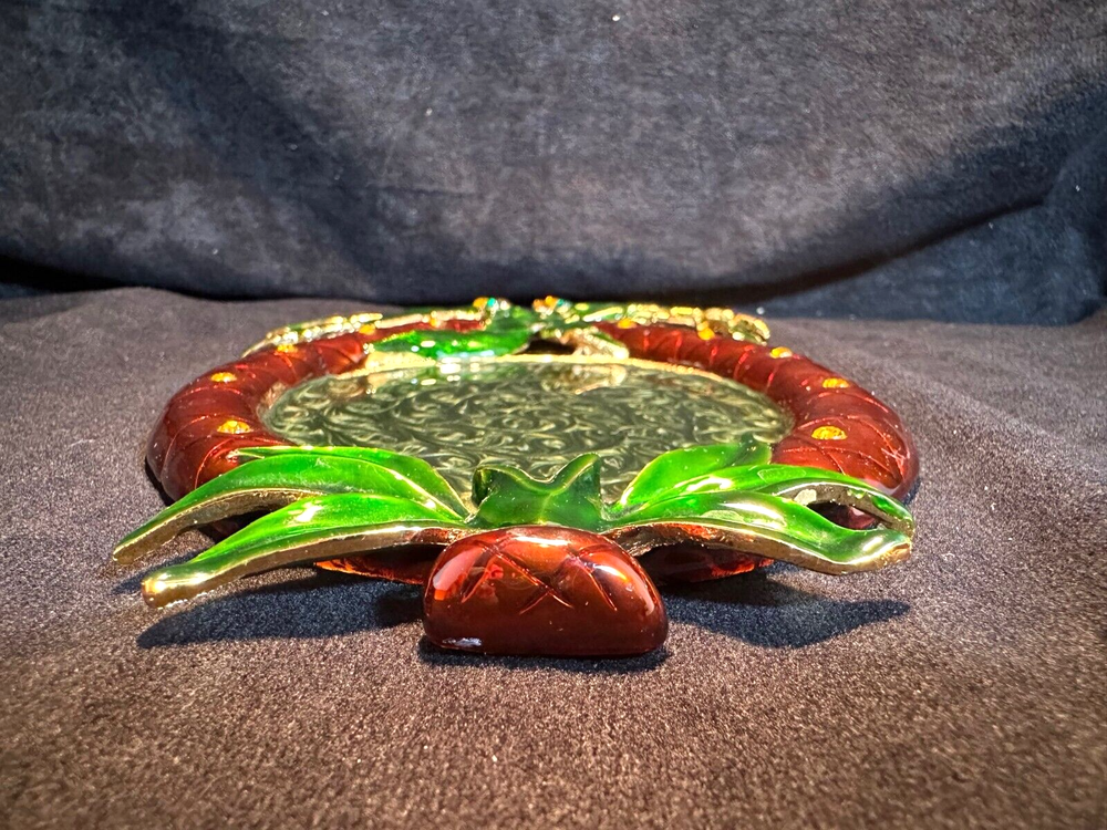 Solid Brass and Enamel Palm Trees Cup Plate Coaster Tray