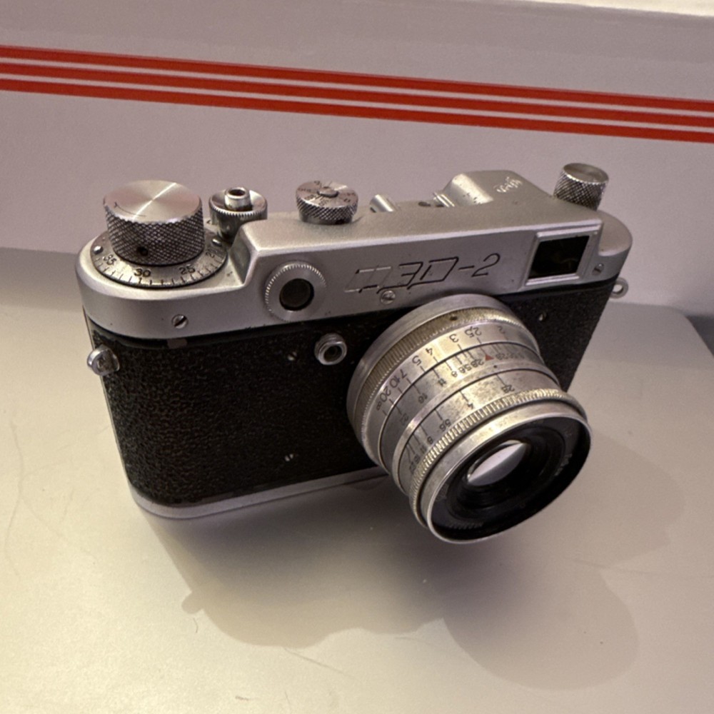 FED-2 Rangefinder Camera Silver Black with Industar-26M Lens and case