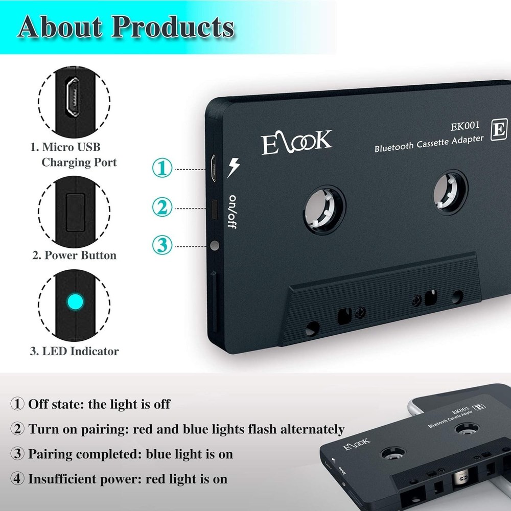 Vintage Car Bluetooth Cassette Player Adapter - Easy Setup and Sound