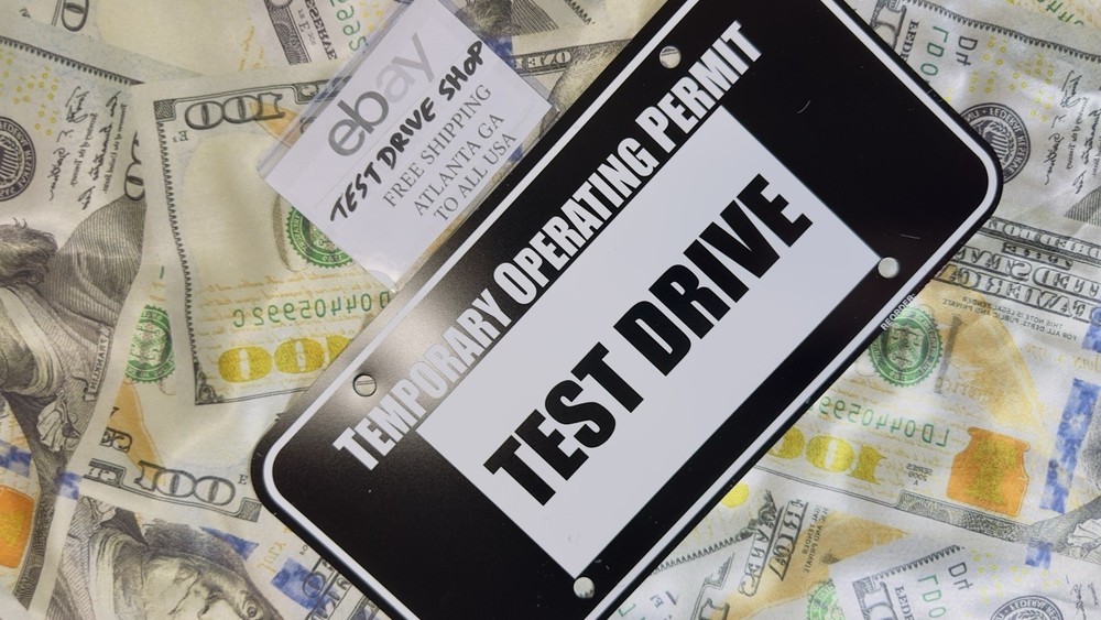 Test Drive Dealer Plate Tag Temporary Operating Permit (Black)