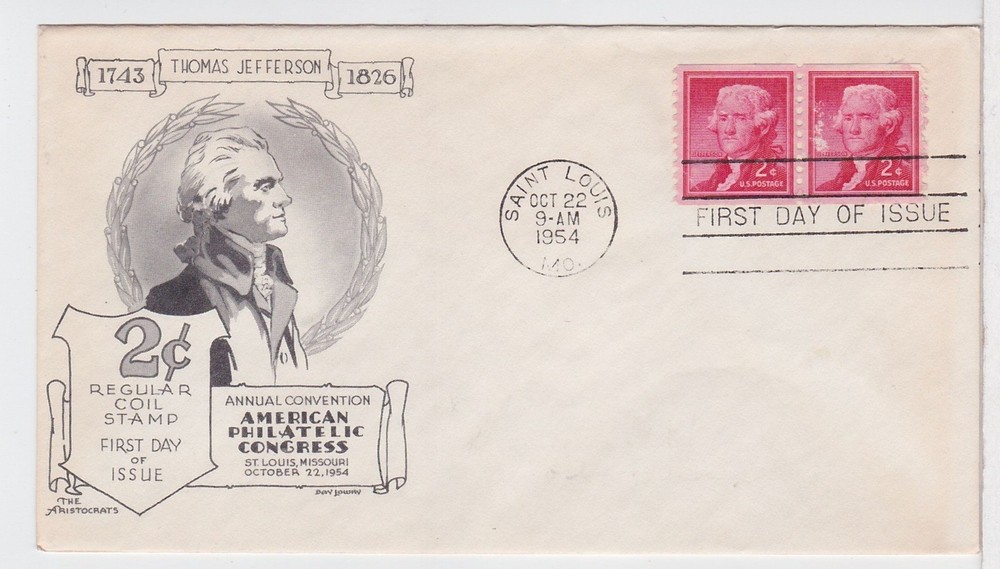 TurtlesTradingPost - Thomas Jefferson 2 Cent   #1055A- 1954 FDC Aristocrats