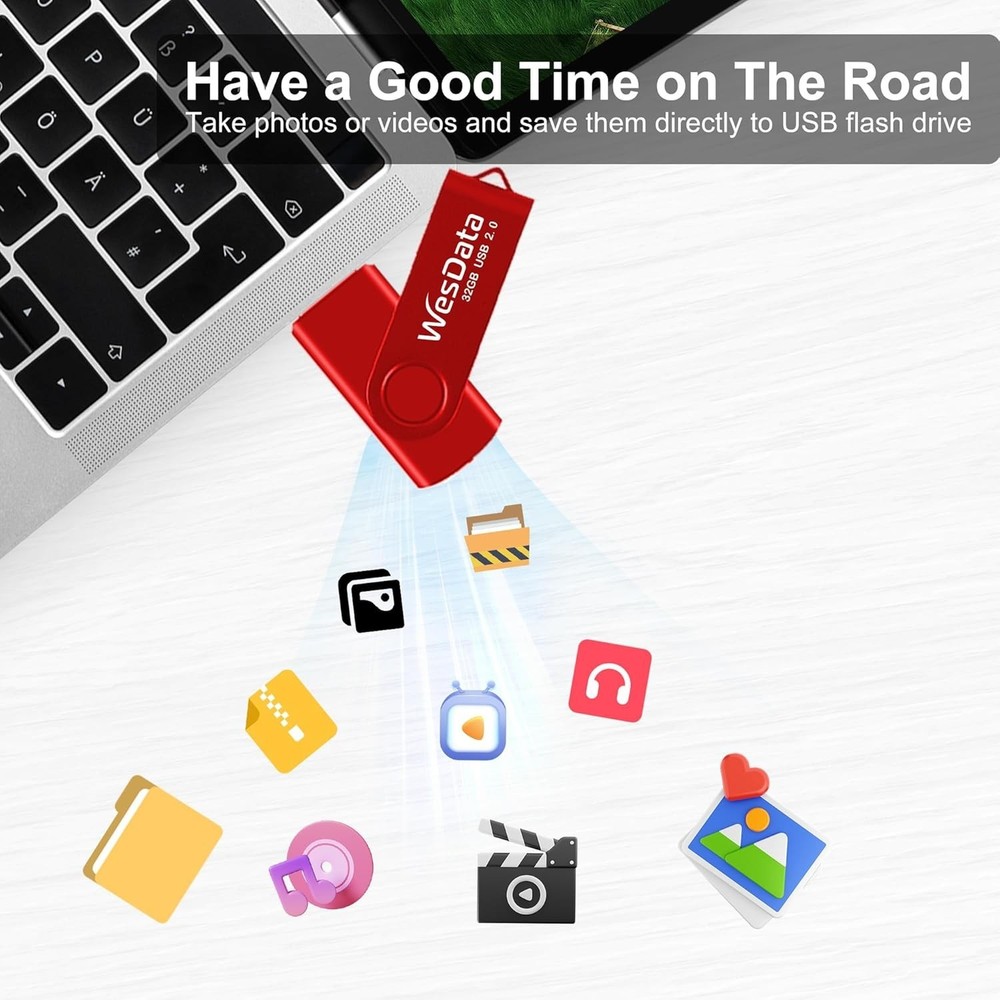 Stylish 5 Pack 64GB USB Flash Drives & USB C Adapters - High-Speed Data Transfer