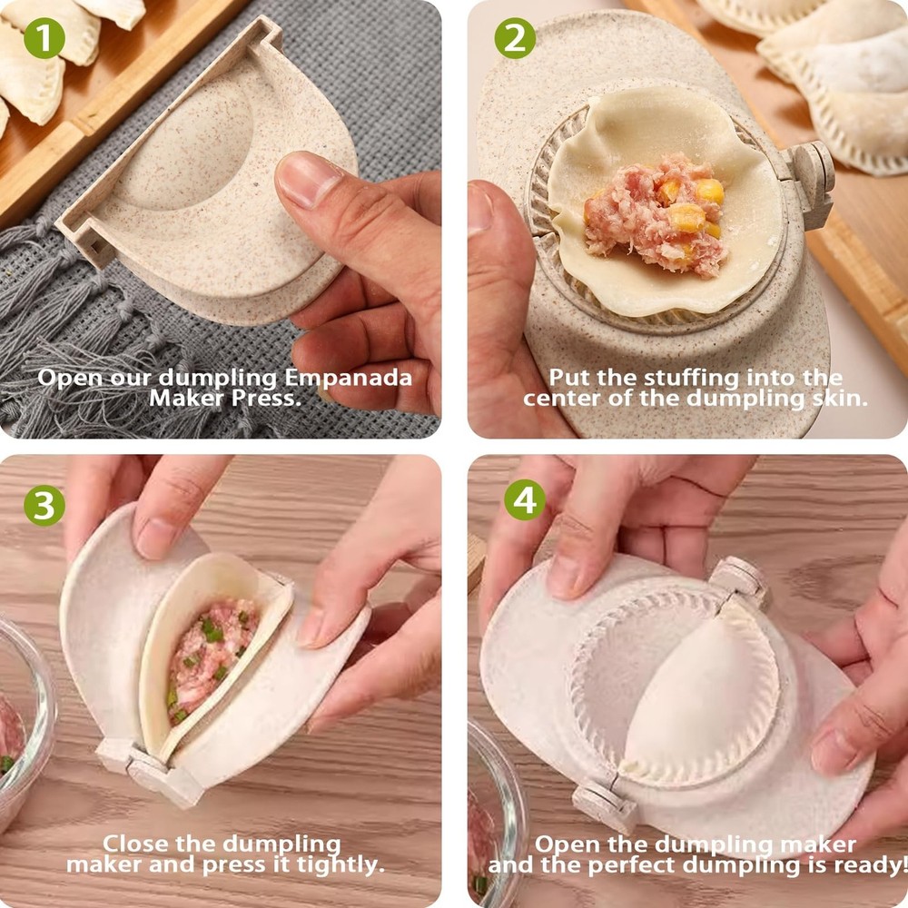 Empanada Maker Press & Dumpling Maker Set - 2 Sizes (4" + 3") Non-Stick for E...