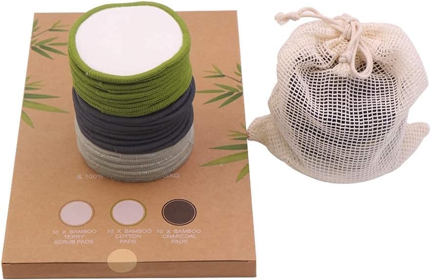 Chloven 30 Pack Reusable Makeup Remover Pads - Bamboo 30 Count, Multi-colored