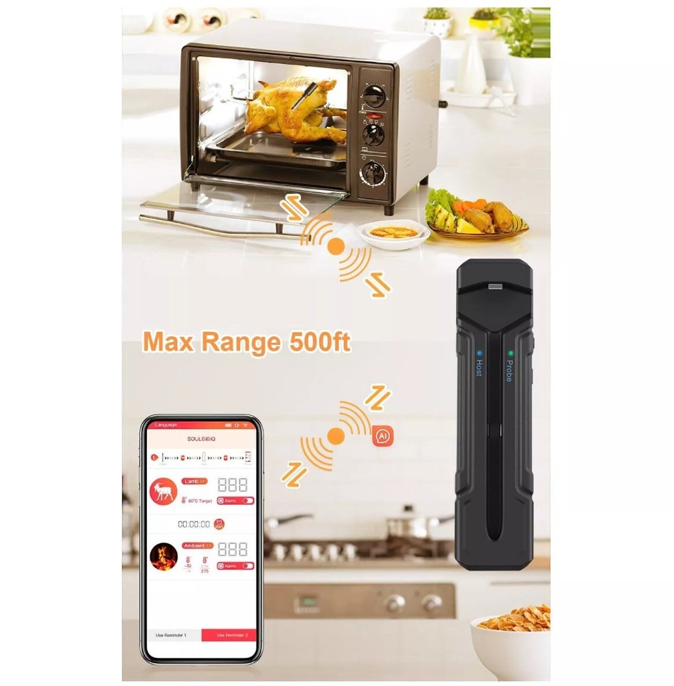 Smart Wireless Meat Thermometer - 500 FT Bluetooth Meat Thermometer with App,...