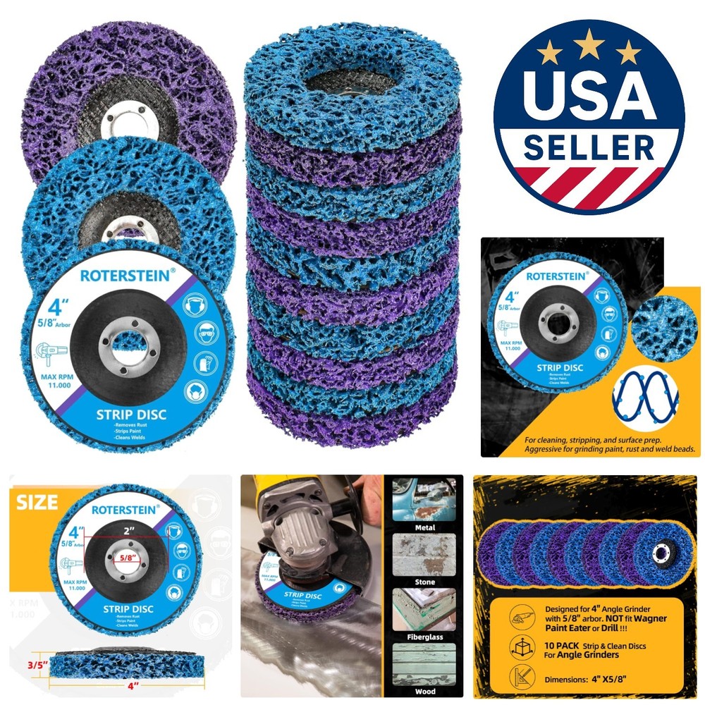 10-Pack 4-Inch Stripping Discs for Angle Grinder - Fast Rust & Paint Removal