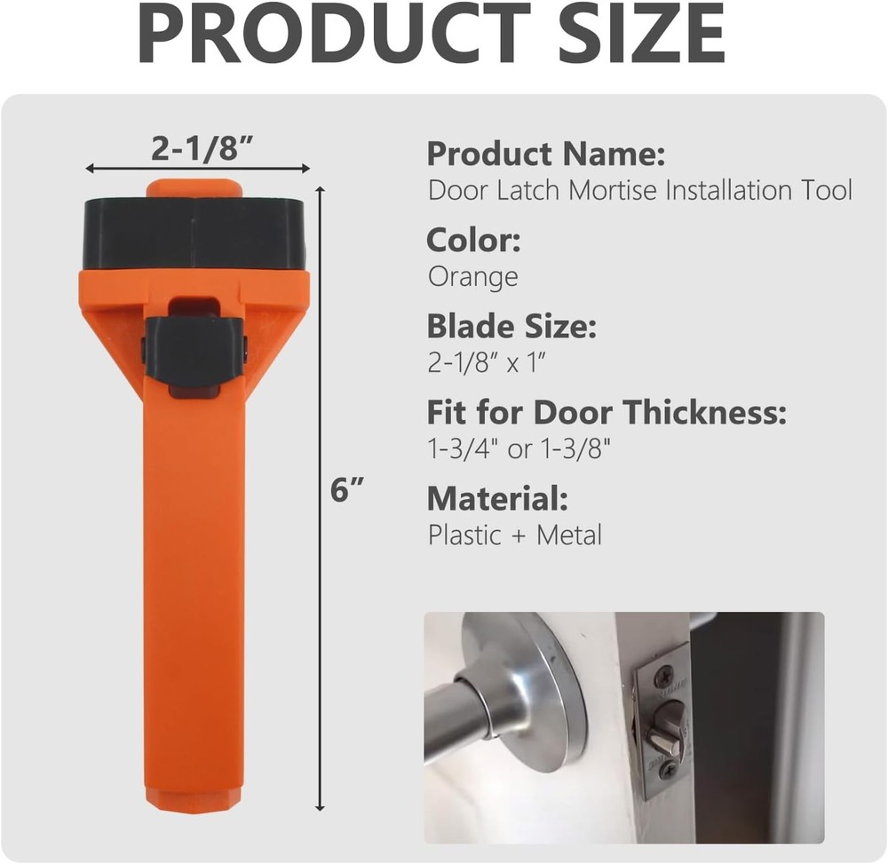 Door Latch Mortise Installation Tool for Accurate Scoring, Lock Orange