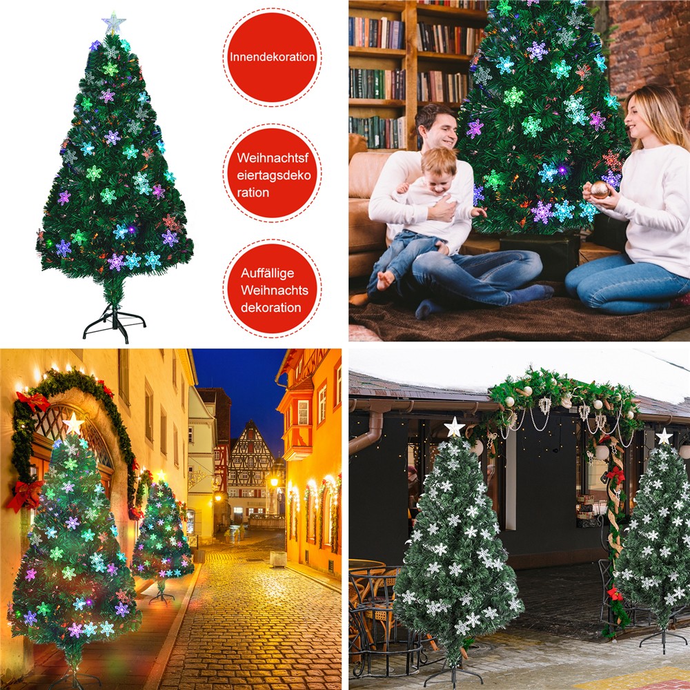 Pre-lit Fiber Optic Tree Artificial Christmas Tree Multicolor LED Star Lights