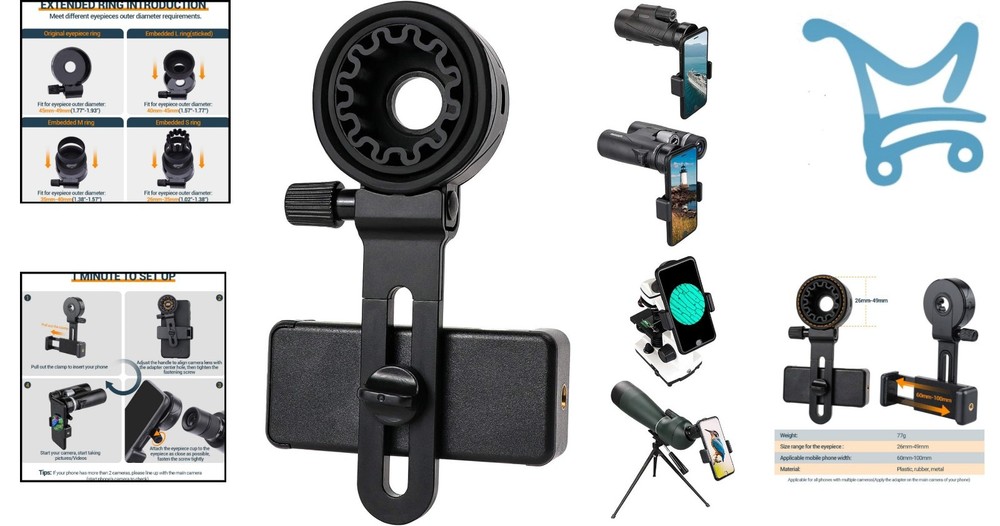 Telescope Phone Adapter Universal Cell Phone Mount for Binoculars Monocular