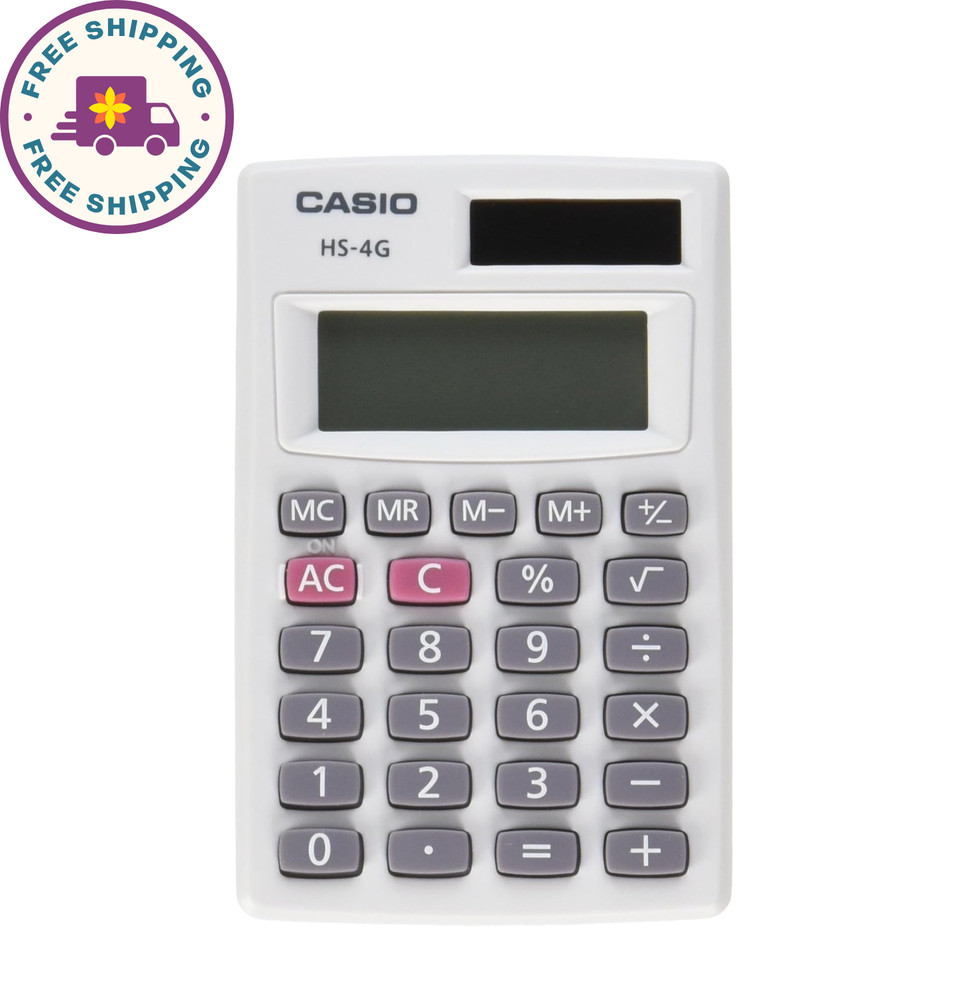 Casio HS-4G Basic Calculator 8 Digit Portable Handheld School Office Use
