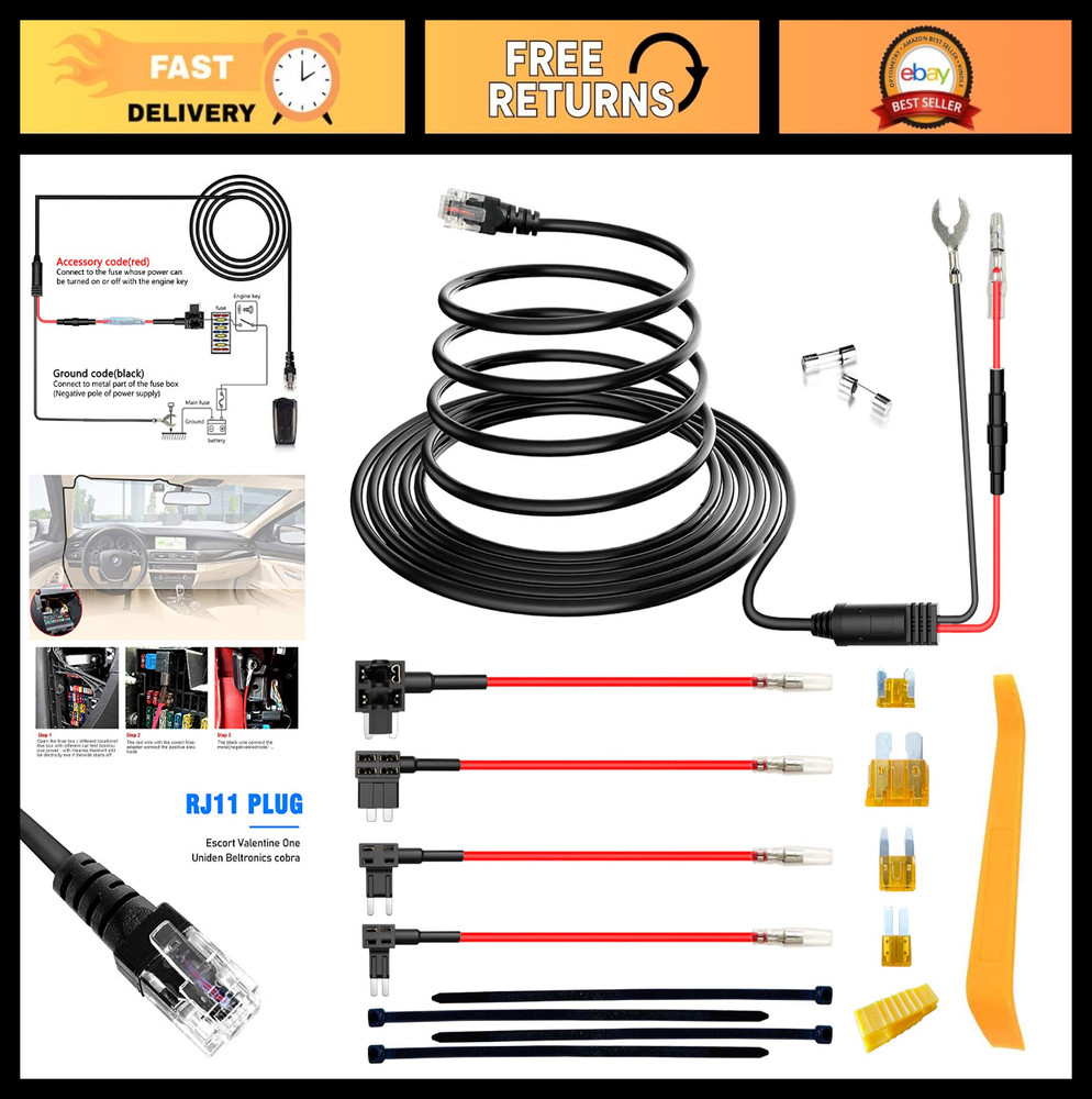 Hardwire Kit for Radar Detectors - Direct Wire 13FT Plug & Play Power Cable