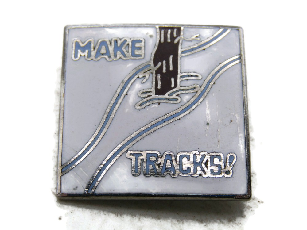 Make Tracks! Lettered Pin White Trail & Silver Tone