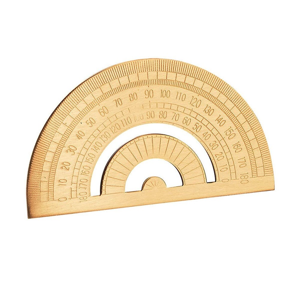Gold Brass Semicircle Protractor Copper Ruler Drawing Angle Geometry Tool