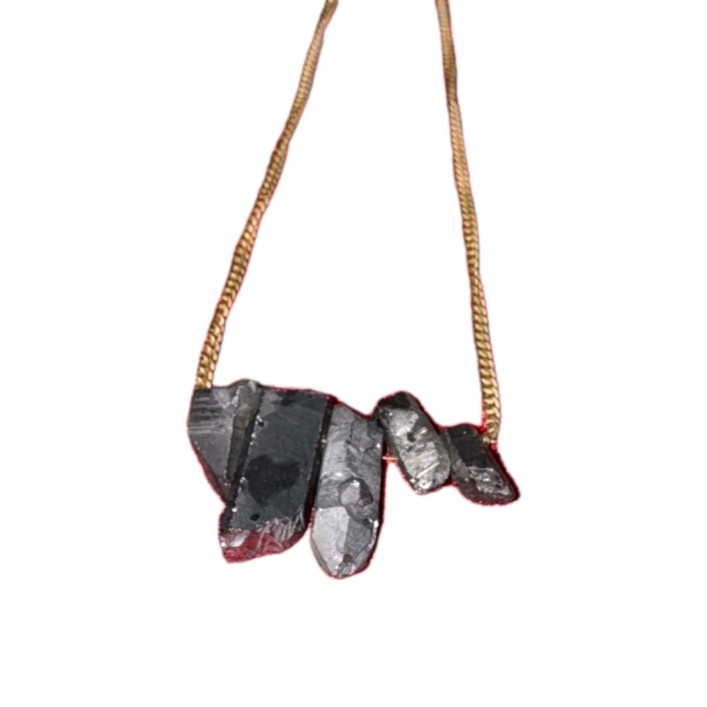 Grey Aura Quartz Iridescent Necklace