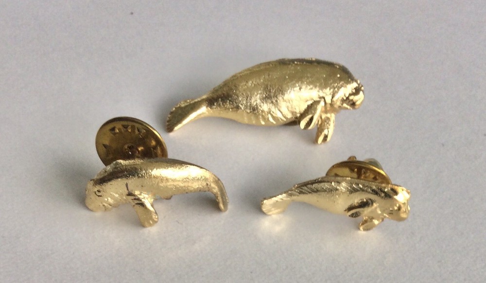 Manatee Tac Pins  -  3 Different Styles For Hat Lapel Coat Etc