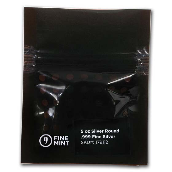 5 oz Cast-Poured Silver Round - 9Fine Mint