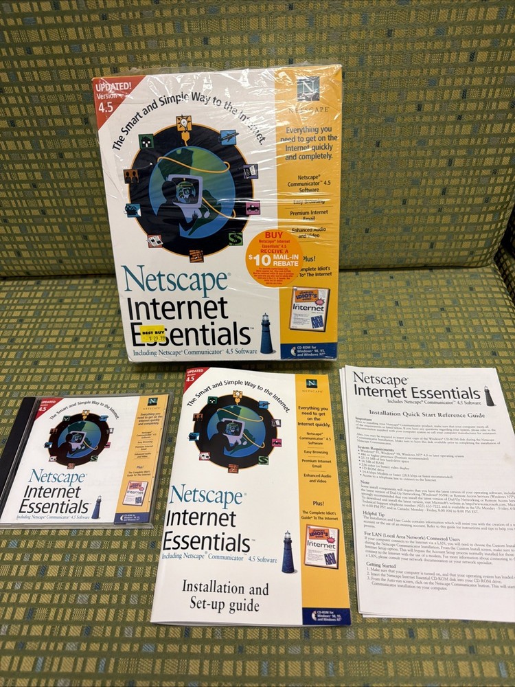Netscape Internet Essentials Netscape Communicator 4.5 Software Broderbund 1998