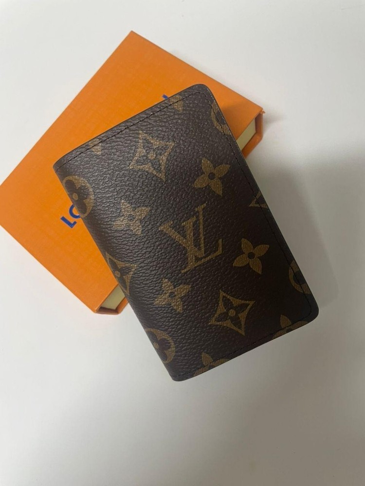 LV Louis Vuitton Pocket Organizer Monogram Eclipse Brown with box.